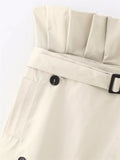 Yipinpay 2023 Paperbag Long Skirt Women Gabardine High Waist Wrap Skirt Women Fashion Slit Midi Skirts Elegant Women's Skirts