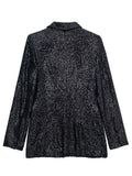 Yipinpay Black Sequin Blazer Woman Tailoring Glitter Blazer Women Fashion Office Elegant Womens Jackets Winter Women's Formal Jacket