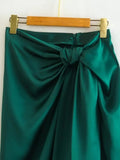 Yipinpay Green Long Skirts For Women Knot Satin Skirt Woman Ruched High Waist Slit Midi Skirt Fashion Streetwear Elegant Skirts Sets