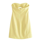 Yipinpay Cut Out Corset Dress Woman Yellow Off Shoulder Mini Dress Women Summer Sexy Short Dresses For Women Backless Party Dresses