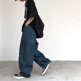 Yipinpay Wide Leg Pants Men's Fashion Baggy Solid Color Stitching Trousers Harajuku Casual Loose Oversize Jeans Men Clothing Y2K