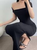 Yipinpay MO Elegant Halter Sleeveless Split Long Dress Women Spring 2023 Bodycon Mesh Backless Sexy Evening Dress Party Vestido