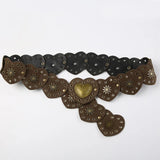 Yipinpay Women Y2K Retro Belt Vintage PU Leather Heart Sun Wide Cinch Belt Wide Belt for Dress Pants