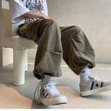 Yipinpay Men Casual Pants Women Fashion Pocket Cargo Trousers Streetwear Loose Hip Hop Wide Leg Overalls Mens Functional Trousers M-2XL