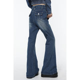 yipinpay High Waist Women Jeans Flare Pants Vintage American Fashion Street Wide Leg Jean Female Denim Trouser Baggy Denim Pants