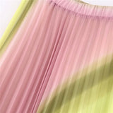 Yipinpay Tie Dye Pleated Skirt Women High Waist Midi Skirt Woman Stylish Long Skirts For Women Fashion 2023 Summer Elegant Skirts