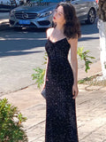 Yipinpay sequin midi dress women elegant v-neck Mermaid formal occasion dress summer vintage casual slim evening party slip dress