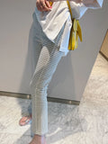 Yipinpay Slim Ankle Striped Flare Pants Korean Style Cargo Pants Women Y2k Pantalones Mujer Sweatpants Wide Leg Pants Trousers