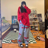 Yipinpay Waist Dark Blue Jeans Women Spring Autumn Design All-Match Loose Straight Oversized Baggy Jeans Pants Femme