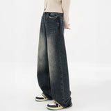 Yipinpay Y2k Baggy Jeans Women Streetwear Retro Blue Fashion Autumn Washed High Waist Pants Loose Wide Leg Denim Trousers Female