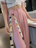 Yipinpay 2023 New Stylish Women Baggy Pants Sashes Casual Loose Elegant Office Ladies Wide Leg Pants Korean Chic White Trousers