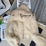 Yipinpay Autumn Winter Cardigan Mujer Mink Cashmere Sweaters Knitwear Top Hooded Sweater Clothes Knit Tassels Cardigans Zip Coat