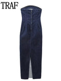 Yipinpay Blue Denim Dress Woman Off Shoulder Corset Dress Women Bodycon Long Dresses For Women 2023 Midi Elegant Party Dresses