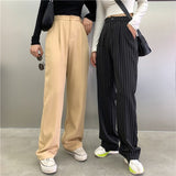 Yipinpay Striped Baggy Pants Women New High Waist Loose Straight Wide Leg Pants Female 2023 Summer S-4XL