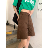 yipinpay High Waist Women Shorts Jeans Wide Leg Baggy Denim Shorts Summer Streetwear Five Points Trousers Straight Jean Short Pants