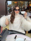 Yipinpay Winter Patchwork Turtleneck Sweater Women Elegant Thick Languid Lazy Wind Pullover Fashion Loose Knitting Jumper Top