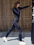 Yipinpay Autumn Line Striped Purple Jumpsuit Women 2023 Zipper Long Sleeve Crew Neck Female Playsuit Street Office Kadin Tulum