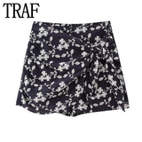 Yipinpay Embroidery Floral Skirt Women Black Mini Skirt Shorts Woman Fashion Knot Women's Skort Vintage Beach Summer Short Skirts