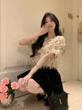 Yipinpay Sleeve Y2k Clothes Grunge Ropa Mujer Aesthetic Graphic T Shirts Feather Sequin T-shirts Design Tee Summer Top New Femme