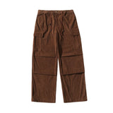 Yipinpay Winter Corduroy Pants Men Fashion Oversize Pocket Cargo Trousers Streetwear Hip Hop Loose Straight Pants Male Joggers
