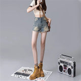 Yipinpay 2000s y2k Sexy Women Light Blue Shorts Jeans High Waisted Denim Shorts Femme Vintage Do Old Short Skinny Pants Ladies Ins