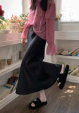 Yipinpay OL Bodycon Faldas Largas Midi Black Satin Skirt Wild Korean Style Long Skirts for Women Ruffle Mermaid Korean Fashion