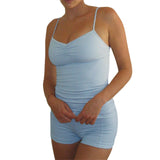 Yipinpay Women Summer Clothes Set Solid Color V-neck Sleeveless Crop Camisole and Casual Elastic Skinny Shorts Clubwear