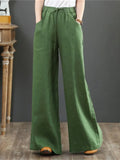 Yipinpay Summer Harem Pant Women's Cotton Linen Pants Casual Loose Trouser Women Cotton Oversize Pockets Wide Leg Flares Pants