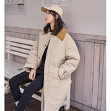 yipinpay Womens White Fashion Warm Down Clothes Korean Simplicity Baggy Coat Casual Medium And Long Ladies Puffer Padded Outwear Winter