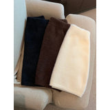 Yipinpay Cashmere Mohair Fur Y2k Skirt Korean Style Short Wrap Hip Vintage High Waist Slim Black Knit Skirts Faldas Mujer Moda Sexy