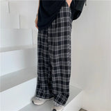 Yipinpay Men Pants Black Women Plaid Trousers Casual Oversize Loose Wide Leg Trouser Harajuku Hip-hop All-match Streetwear S-4XL