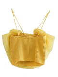Yipinpay Yellow Knit Crop Top Women Organza Maxi Floral Tank Top Female Sexy Summer Tops Aesthetic Sleeveless Streetwear Y2k Tops