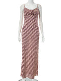 Yipinpay MO Elegant Striped Print Slip Backless Dress For Women Sexy See Through Sleeveless Slim Evening Robe Ladies Maxi Dress