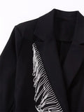 Yipinpay Black Rhinestone Jumpsuit Women Long Sleeve Blazer Playsuit Fringing Short Jumpsuits For Women 2023 Elegant Woman Jumpsuit