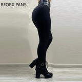 Yipinpay Women Casual High Waist Zipper bandage Skinny Spring&Autumn Black Pencil Pants
