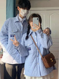Yipinpay Striped Short Style Parkas Women Casual Long Sleeve Design Winter Clothes Coats Ladies Harajuku Korean Fashion Shirts Top