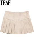 Yipinpay Pleated Skirt Shorts Women High Waist Skorts For Women Streetwear Short Skirts Woman Fashion 2023 School Grey Mini Skirt