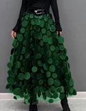 Yipinpay Dot Women Skirt Black 2023 Spring Summer New Korean Fashion Trend Patchwork Mesh Skirt Streetwear Dress Black Largas