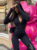 Yipinpay Leather Stitching Winter Jumpsuit Women Zipper Slim Fit Monos Mujer Elegante Manga Larga Street Casual Combinaison Stitch