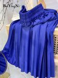 yipinpay Skirts for Womens 2023 Solid Color Kawaii Elastic High Waist Korean Fashion Midi Pleated Skirt Elegant Slim Falda Jupe