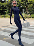 yipinpay Casual Sport Skinny Jumpsuits Women Bodycon Black Long Sleeve Club Overalls One Pieces Sexy Body Tops Outfis Autumn 2023