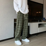 Yipinpay Men Checkered Casual Pants Loose Straight Corduroy Pants Sweatpants Man Fashion Streetwear 2023 Spring New Hip Hop Trousers