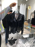 Yipinpay Hollow Out Crochet Black Lace Shirts Camisas De Mujer Slim Crop Tops Lapel Spring OL Blusas Femininas Retro Blouses Shirt