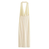 Yipinpay Ruched Backless Dress Women Halter Bodycon Long Dress Women Off Shoulder Sexy Summer Dresses Woman Evening Party Dresses