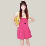 Yipinpay Red Rompers Woman Wide Leg Jumpsuit Denim Short Summer Fashion Plus Size Women Strap Jeans Overalls Jumpsuit Causal Female