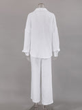 Yipinpay White Cotton Women Long Sleeve 2 Piece Sets Nightwear Female Casual Trouser Suits Solid Spring 2023 Sleepwear Outfit