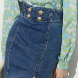 Yipinpay Skirts For Women Fashion 2024 New Y2k High Waist Blue Denim Skirt Female Casual Vintage Straight A-line Pencil Jeans Skirt