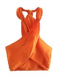 Yipinpay 2023 White Crop Top Women Backless Halter Top Female Off Shoulder Summer Sexy Woman Tops Y2k Streetwear Orange Tank Tops