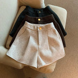 Yipinpay Autumn Winter High Waist Woolen Shorts Women Straight Loose Wide Leg Pantalones Cortos De Mujer Cargo Y2k Shorts