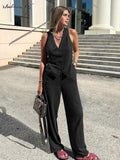 Yipinpay Street Style Women 2-Pieces Pants Suits Gray Vest Tops And Straight Pants Office Outfits Classy Black Pants Suits